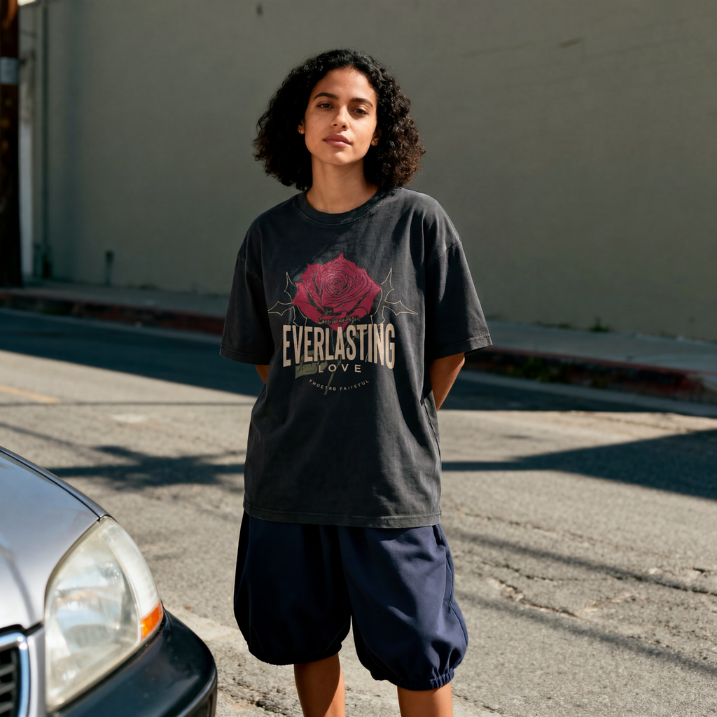 Everlasting Love Oversized Faded Tee
